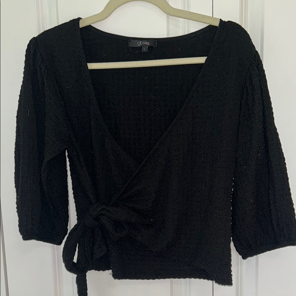 Black Wrap Blouse